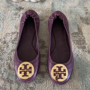 Purple and gold Tory Burch flats